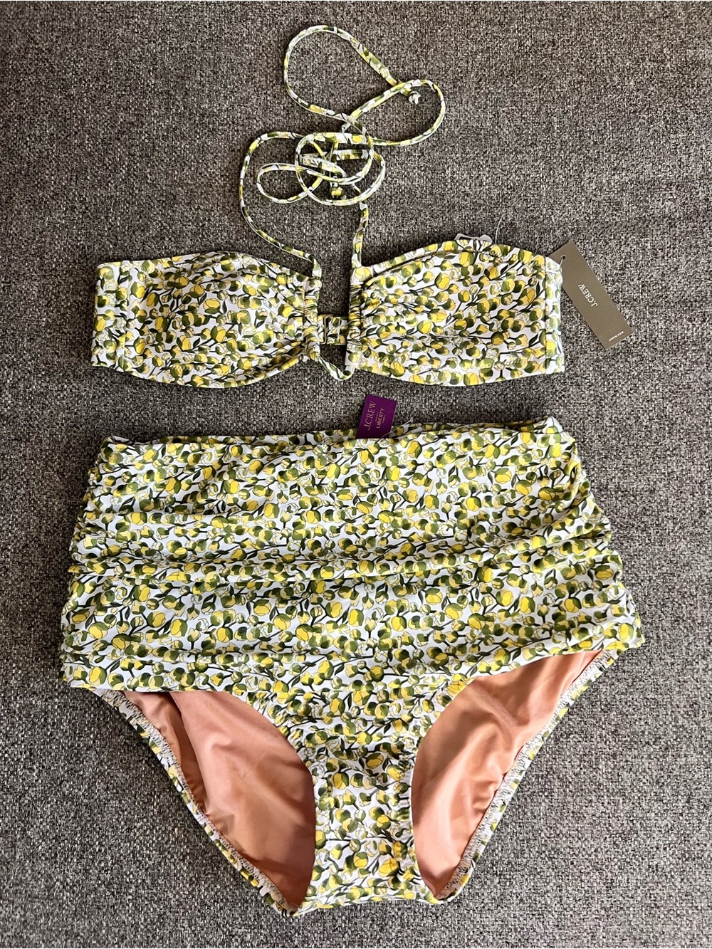 J. Crew Yellow and Green Floral Swim Set